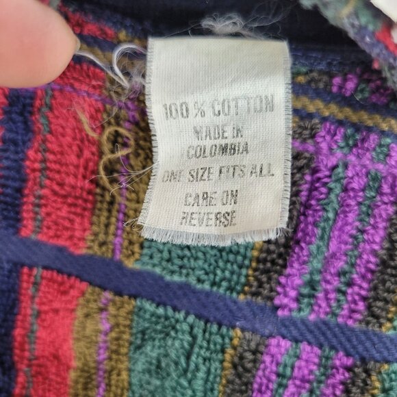 Vintage Sears Terry Cloth Robe Men One Size Medium Large XL Plaid Teal Purple - Picture 8 of 8